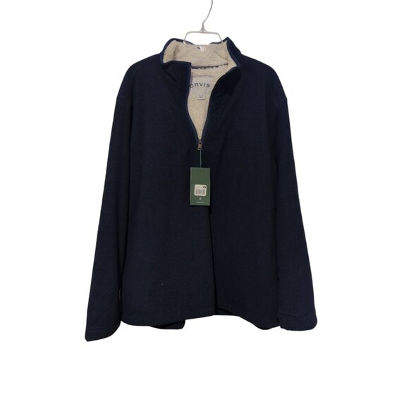 Orvis Mens XXL Navy Blue Fleece Sherpa Lined Quarter Zip Pullover Sweater NWT-lp - Picture 11 of 14